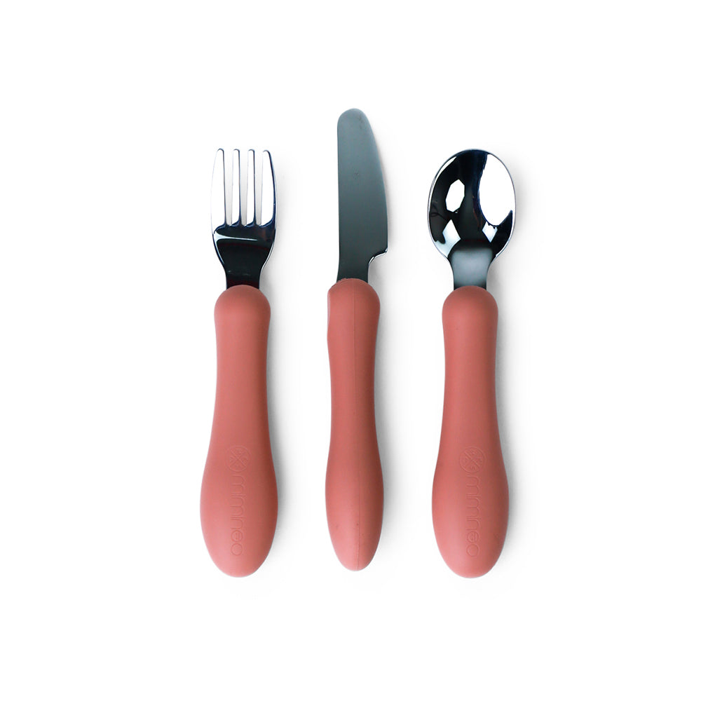 Silicone stainless cutlery utensils fork knife spoon set by mks miminoo usa for toddler kids army green silicone stainless silica soft fork spoon knife utensils cutlery kids toddler babies mks miminoo in dusty pink for girls