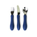 silicone stainless silica soft fork spoon knife utensils cutlery kids toddler babies mks miminoo in navy blue for boys and girls