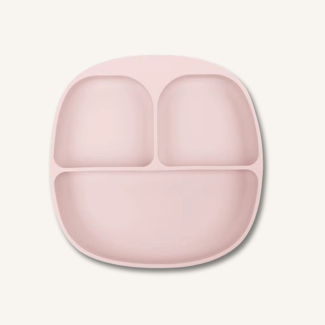 New Silicone suction kids plate w/ dividing sections Lilac