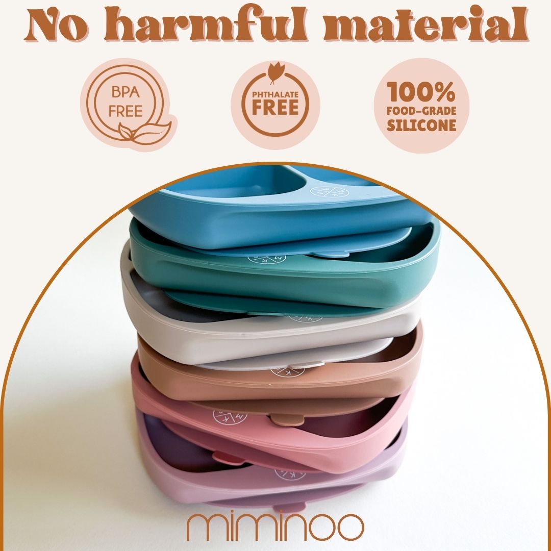 New Silicone suction kids plate w/ dividing sections Beige