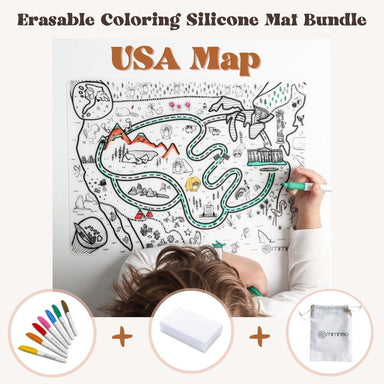 silicone coloring and erasable mat by mks miminoo exclusive design for kids educational and playful screen free activity usa map 