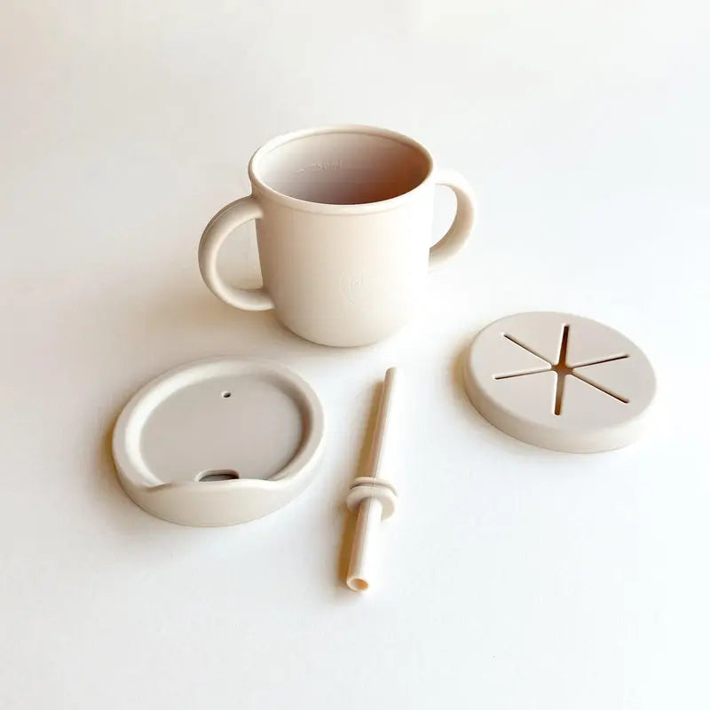 All-in-One Silicone Sippy Snack Cup Cream - MKS Miminoo