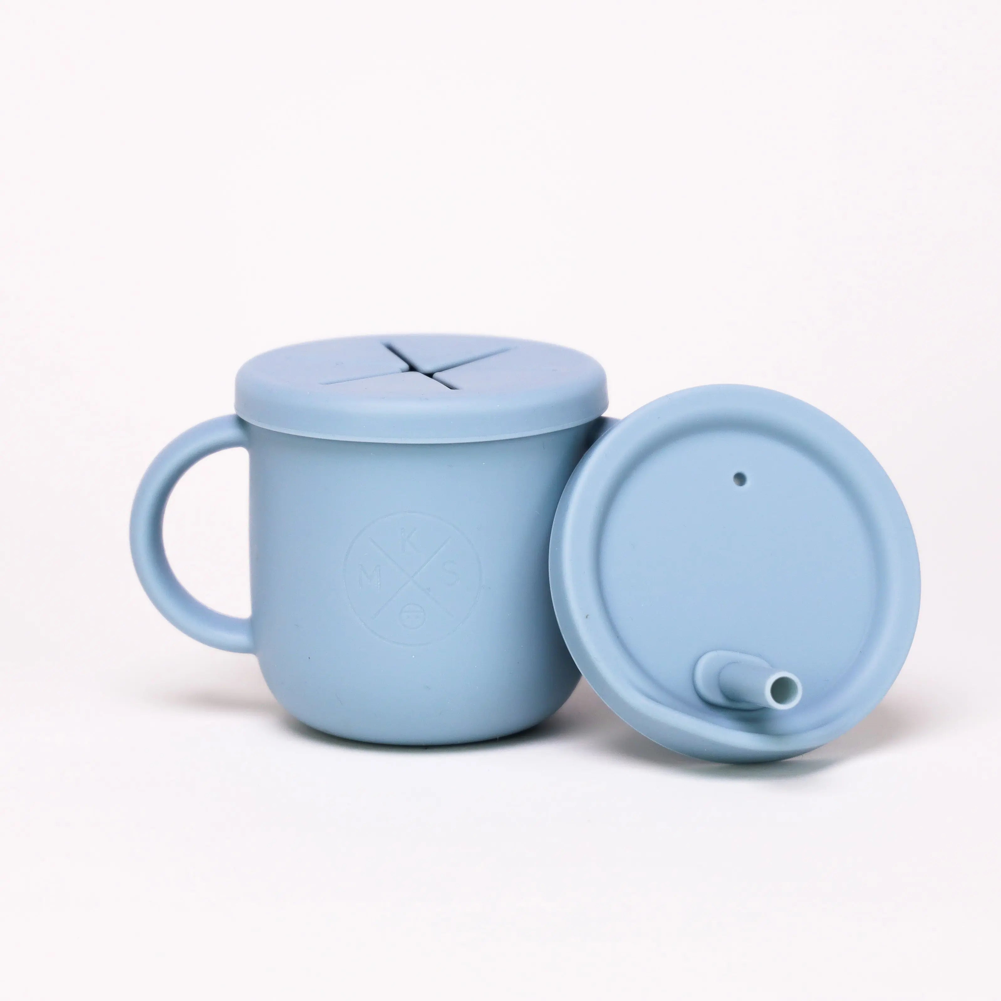 All-in-One Silicone Sippy Snack Cup Powder Blue - MKS Miminoo