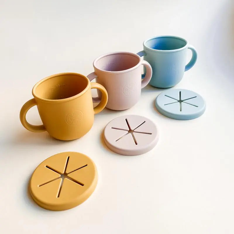 All-in-One Silicone Sippy Snack Cup Powder Blue - MKS Miminoo