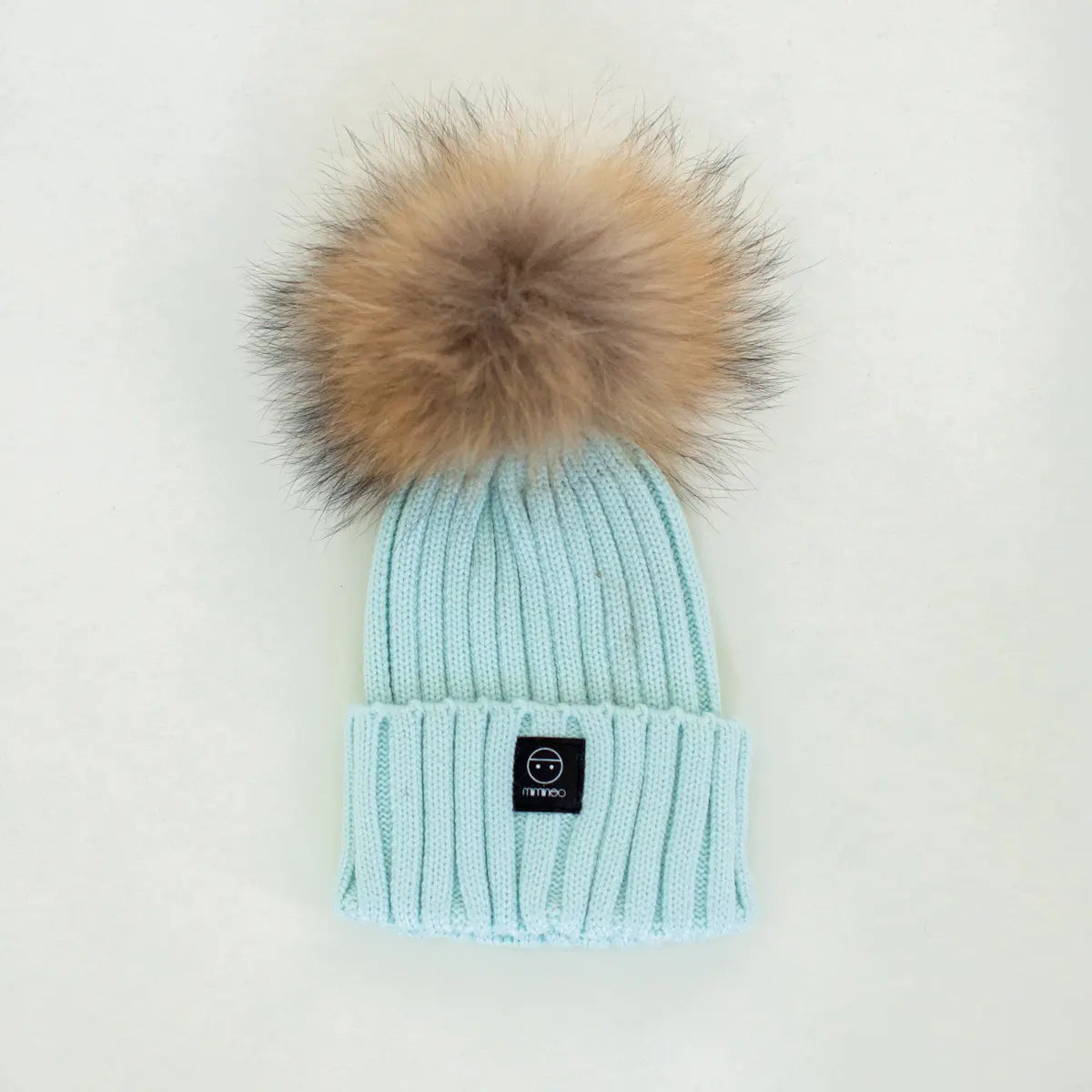 Angora Classic Line Single Snap On Pom Pom Beanie Mint MKS MIMINOO
