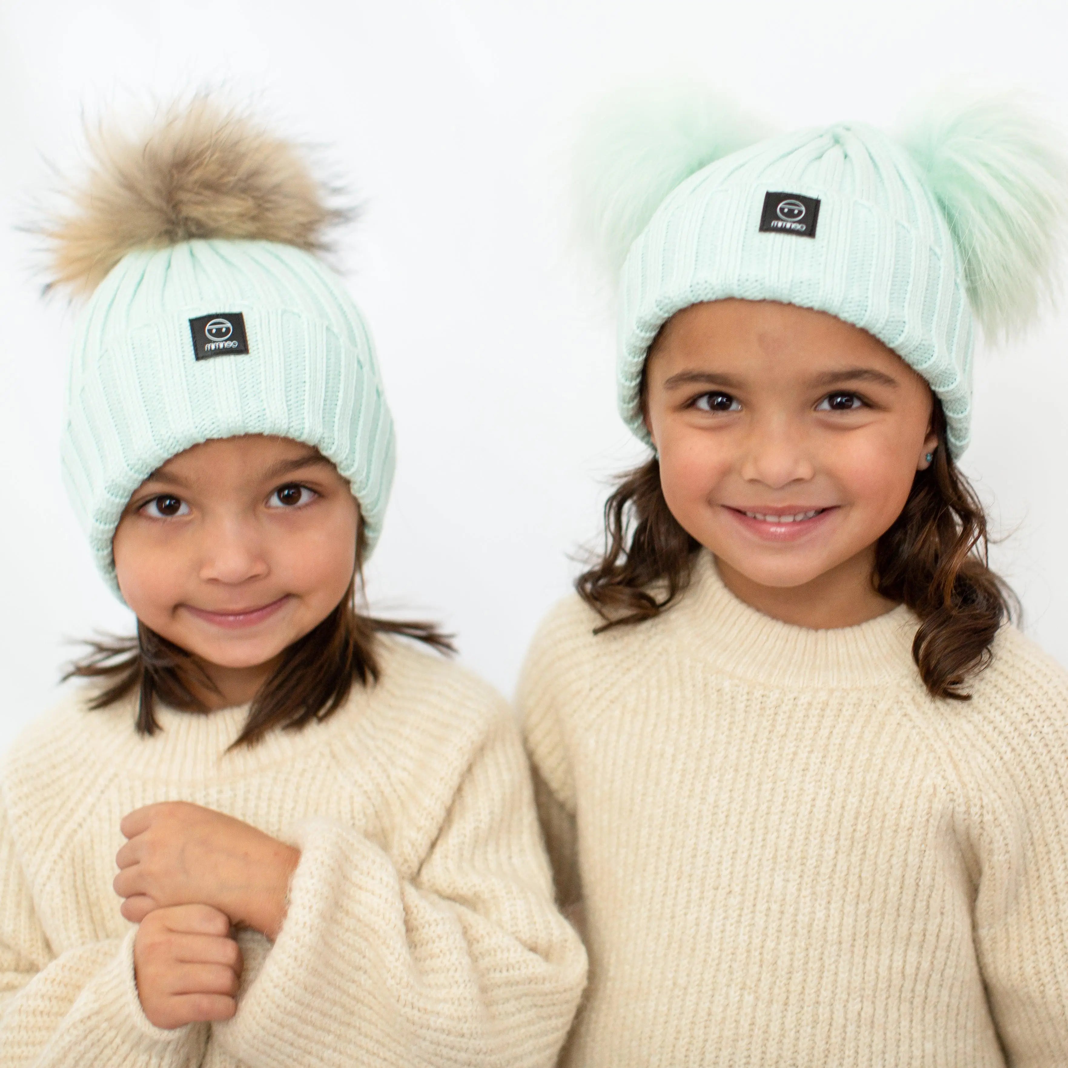 Angora Classic Line Single Snap On Pom Pom Beanie Mint-Winter Beanies-Mix & Match baby beanie winter hat snap on removable pompom single or double by MKS Miminoo Arizona USA