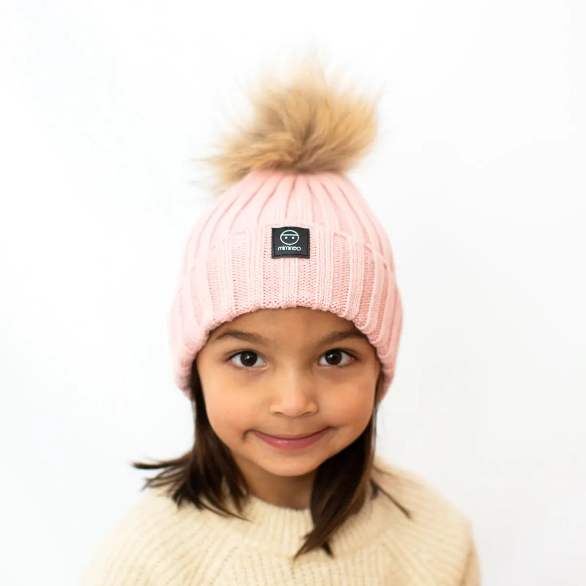 Angora Classic Line Single Snap On Pom Pom Hat Blush Pink-Winter Beanies-Mix & Match baby beanie winter hat snap on removable pompom single or double by MKS Miminoo Arizona USA