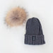 Angora Classic Line Single Snap On Pom Pom Hat Charcoal MKS MIMINOO