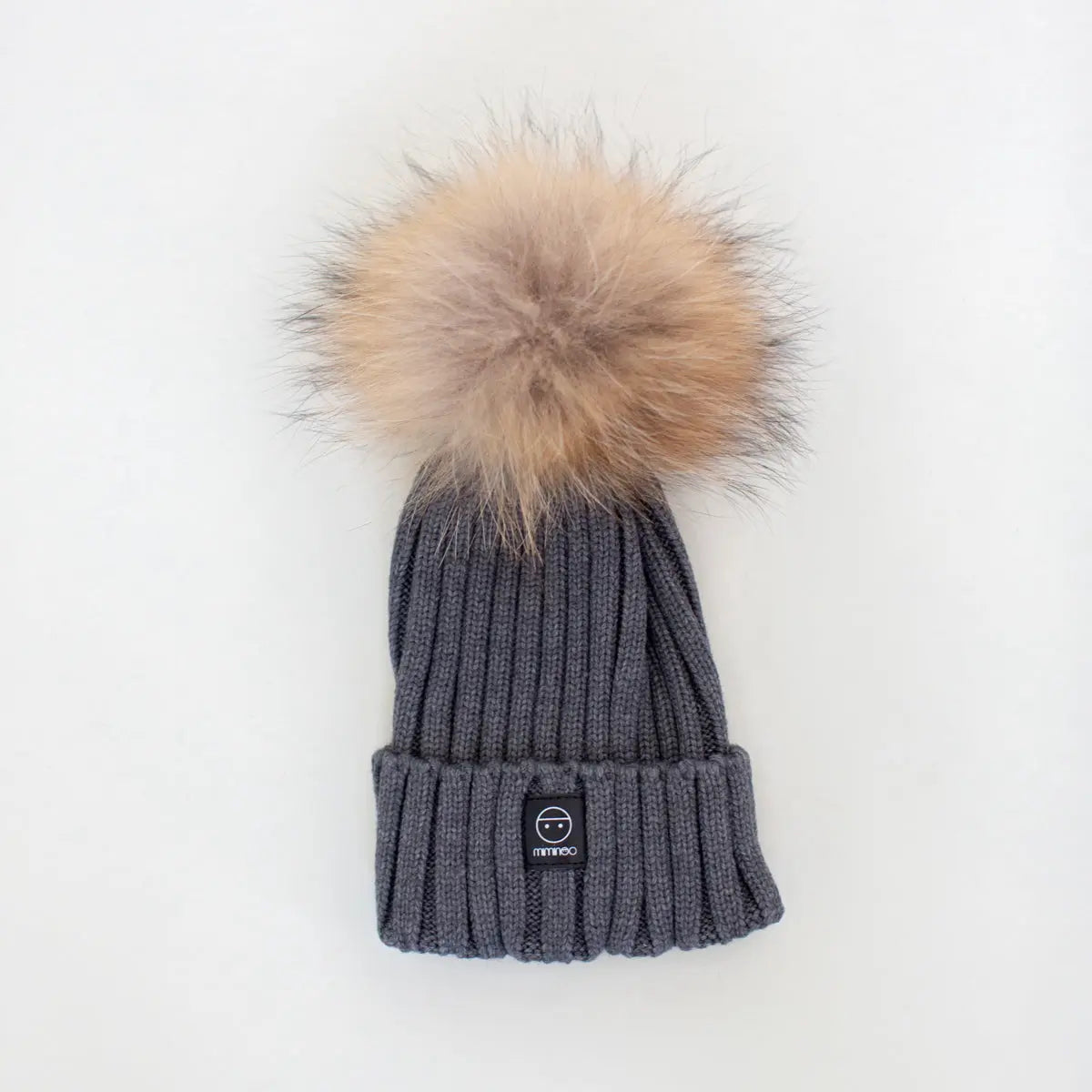 Angora Classic Line Single Snap On Pom Pom Hat Charcoal MKS MIMINOO
