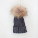 Angora Classic Line Single Snap On Pom Pom Hat Charcoal MKS MIMINOO