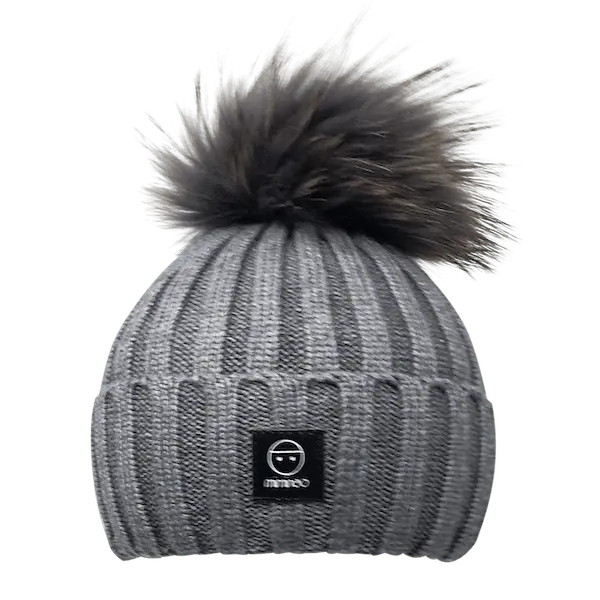 Angora Classic Line Single Snap On Pom Pom Hat Charcoal-Winter Beanies-Mix & Match baby beanie winter hat snap on removable pompom single or double by MKS Miminoo Arizona USA