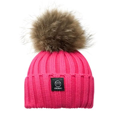 Angora Classic Line Single Snap On Pom Pom Hat Fuchsia Pink-Winter Beanies-Mix & Match baby beanie winter hat snap on removable pompom single or double by MKS Miminoo Arizona USA