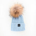 Angora Classic Line Single Snap On Pom Pom Hat Light Blue-Winter Beanies-Mix & Match baby beanie winter hat snap on removable pompom single or double by MKS Miminoo Arizona USA