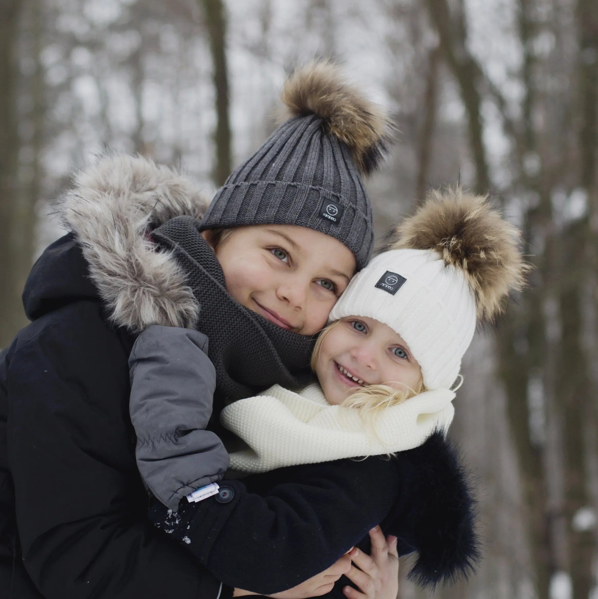 Angora Classic Line Single Snap On Pom Pom Hat Light Grey-Winter Beanies-Mix & Match baby beanie winter hat snap on removable pompom single or double by MKS Miminoo Arizona USA