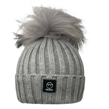 Angora Classic Line Single Snap On Pom Pom Hat Light Grey-Winter Beanies-Mix & Match baby beanie winter hat snap on removable pompom single or double by MKS Miminoo Arizona USA