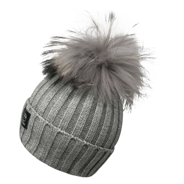 Angora Classic Line Single Snap On Pom Pom Hat Light Grey-Winter Beanies-Mix & Match baby beanie winter hat snap on removable pompom single or double by MKS Miminoo Arizona USA
