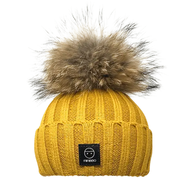 Angora Classic Line Single Snap On Pom Pom Hat Mustard-Winter Beanies-Mix & Match baby beanie winter hat snap on removable pompom single or double by MKS Miminoo Arizona USA