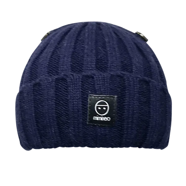 Angora Classic Line Single Snap On Pom Pom Hat Navy-Winter Beanies-Mix & Match baby beanie winter hat snap on removable pompom single or double by MKS Miminoo Arizona USA
