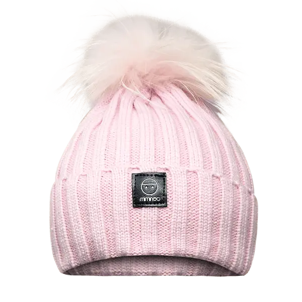 Angora Classic Line Single Snap On Pom Pom Hat Pink-Winter Beanies-Mix & Match baby beanie winter hat snap on removable pompom single or double by MKS Miminoo Arizona USA