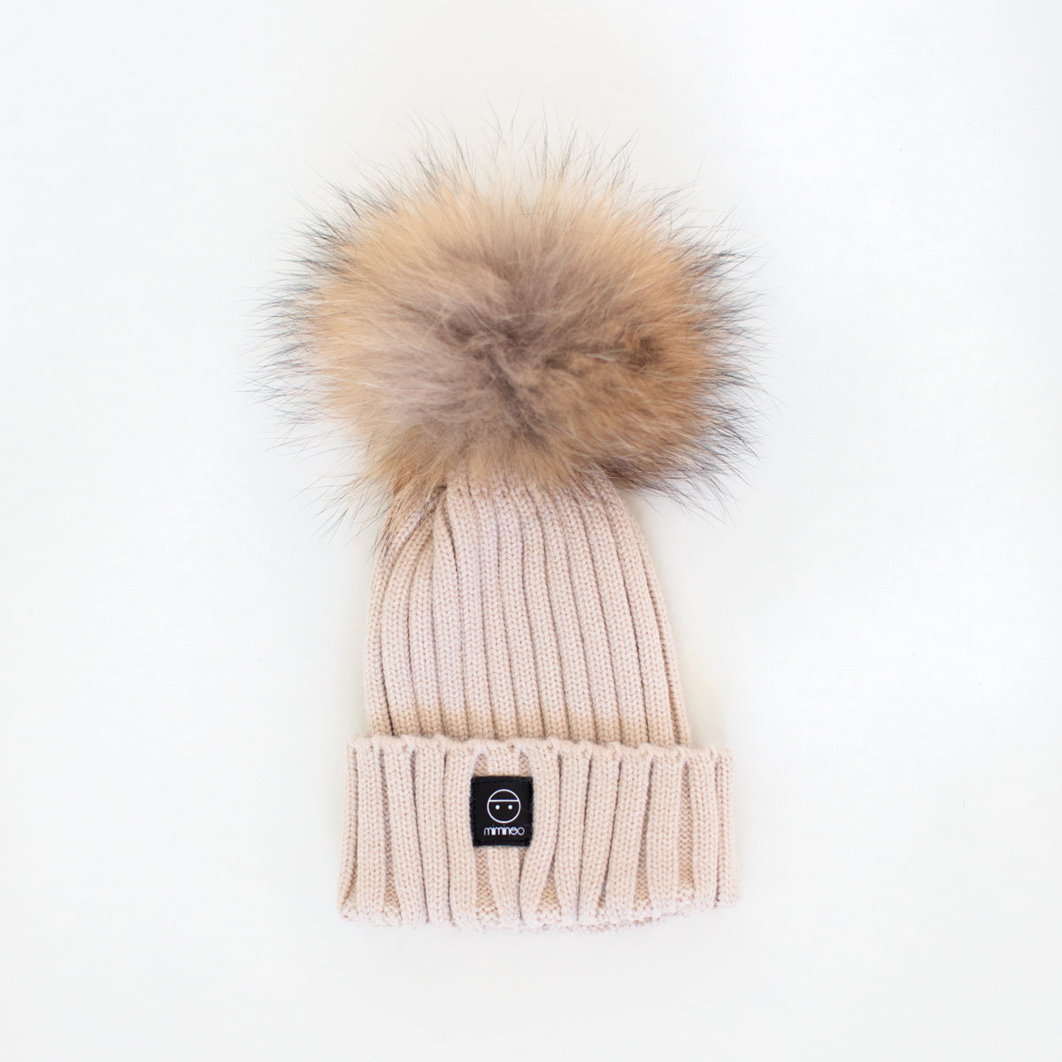 Angora Classic Line Single Snap On Pom Pom Hat Beige