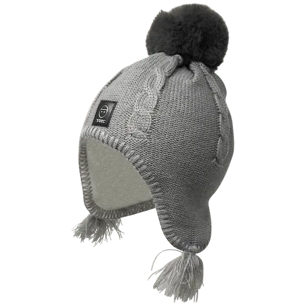 Baby Fleece Lining Merino Beanie Single Faux Fur Snap On Pom Grey-Winter Beanies-Mix & Match baby beanie winter hat snap on removable pompom single or double by MKS Miminoo Arizona USA