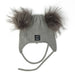 Baby Snap On Pom Poms Beanie with Strings Grey-Winter Beanies-Mix & Match baby beanie winter hat snap on removable pompom single or double by MKS Miminoo Arizona USA