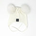 Baby Snap On Pom Poms Beanie with Strings Ivory-Winter Beanies-Mix & Match baby beanie winter hat snap on removable pompom single or double by MKS Miminoo Arizona USA