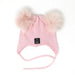 Baby Snap On Pom Poms Beanie with Strings Pink-Winter Beanies-Mix & Match baby beanie winter hat snap on removable pompom single or double by MKS Miminoo Arizona USA