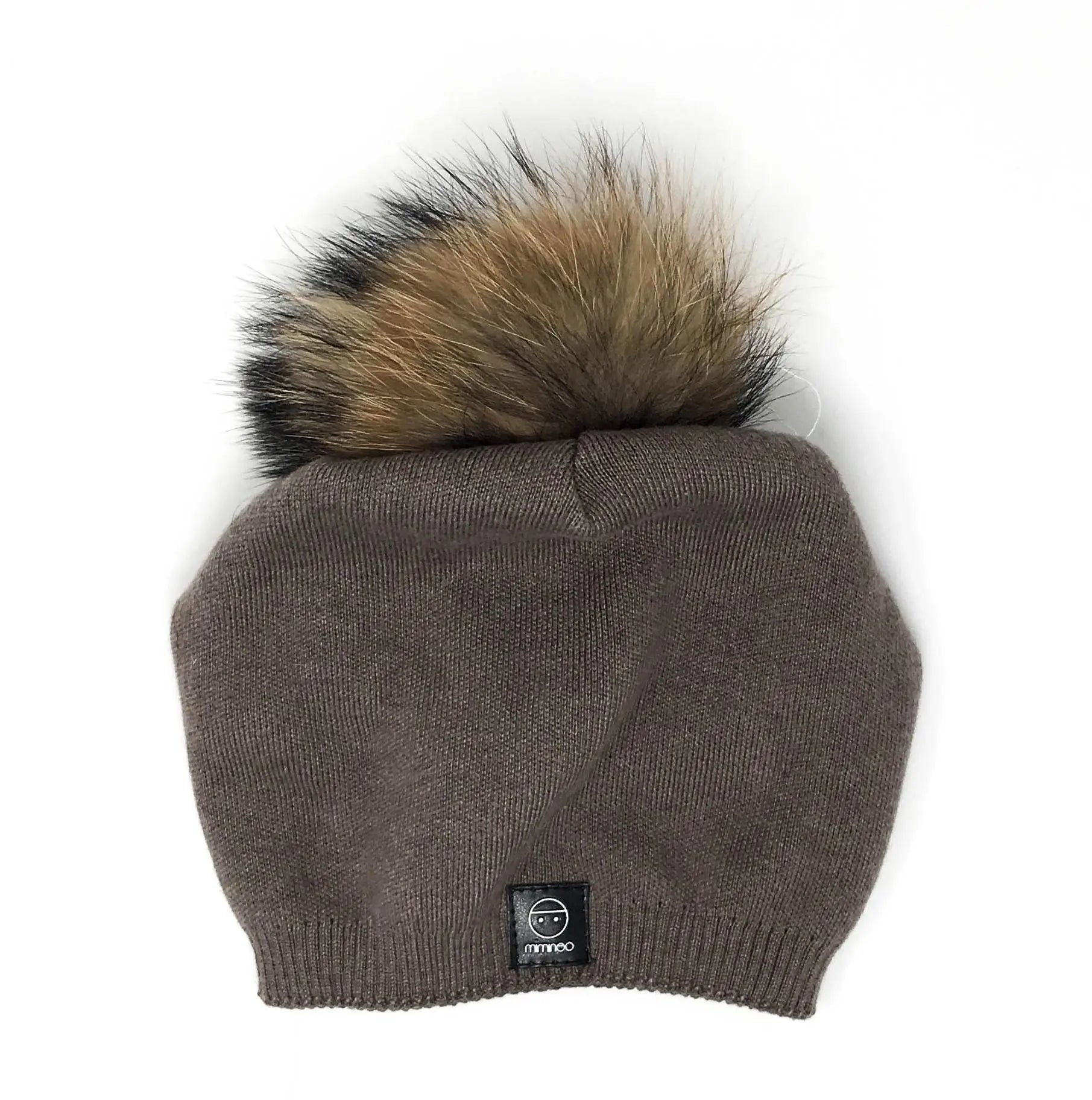 Brown Angora Slouchy Beanie with Large Snap On Pom Pom-Winter Beanies-Mix & Match baby beanie winter hat snap on removable pompom single or double by MKS Miminoo Arizona USA