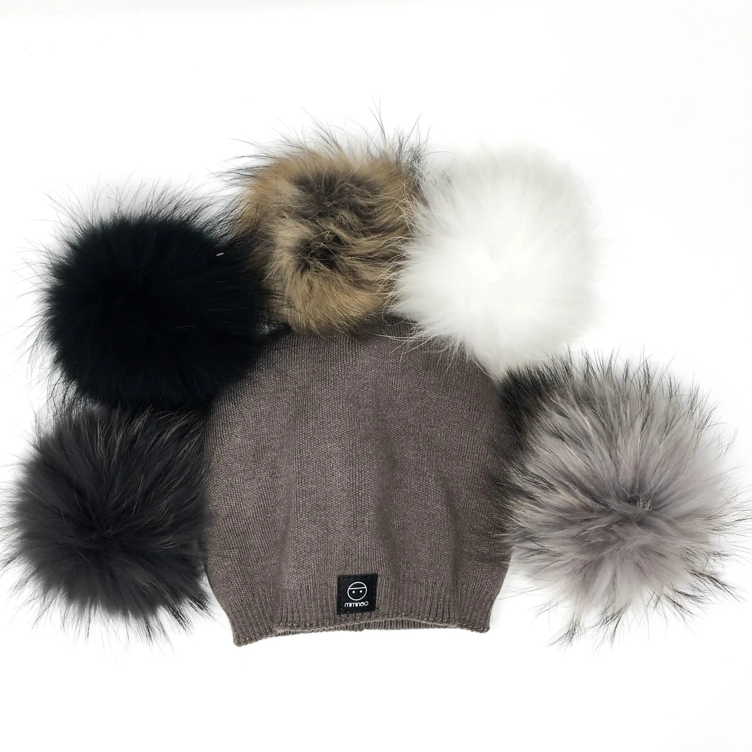 Brown Angora Slouchy Beanie with Large Snap On Pom Pom-Winter Beanies-Mix & Match baby beanie winter hat snap on removable pompom single or double by MKS Miminoo Arizona USA