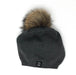 Charcoal Angora Slouchy Beanie with Large Snap On Pom Pom-Winter Beanies-Mix & Match baby beanie winter hat snap on removable pompom single or double by MKS Miminoo Arizona USA