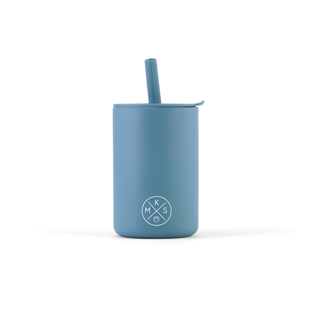 Drinking cup with straw babies toddlers kids silicone reusable durable unbreakable dinnerware mks miminoo arizona usa petrol blue turquoise