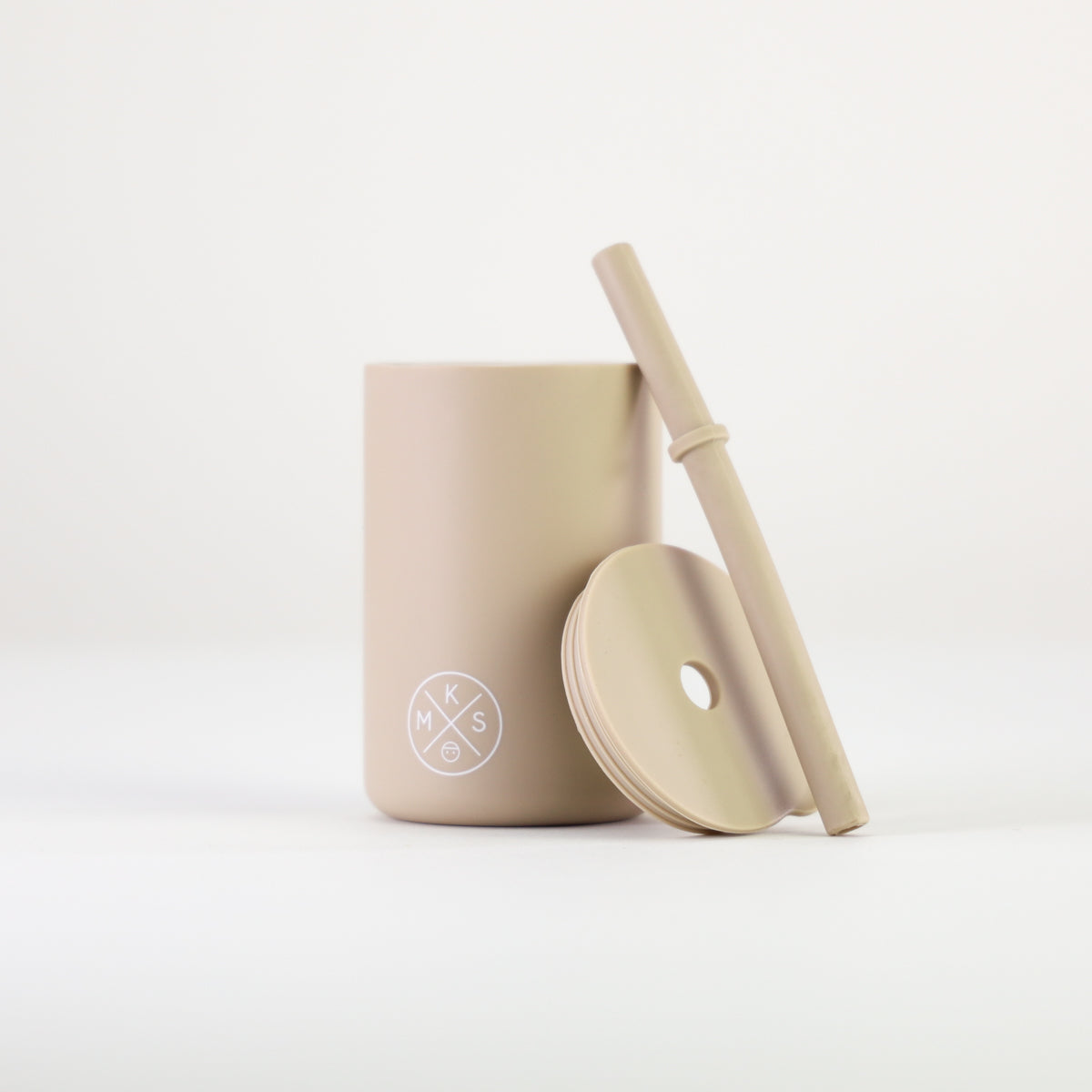 Drinking cup with straw - Beige
