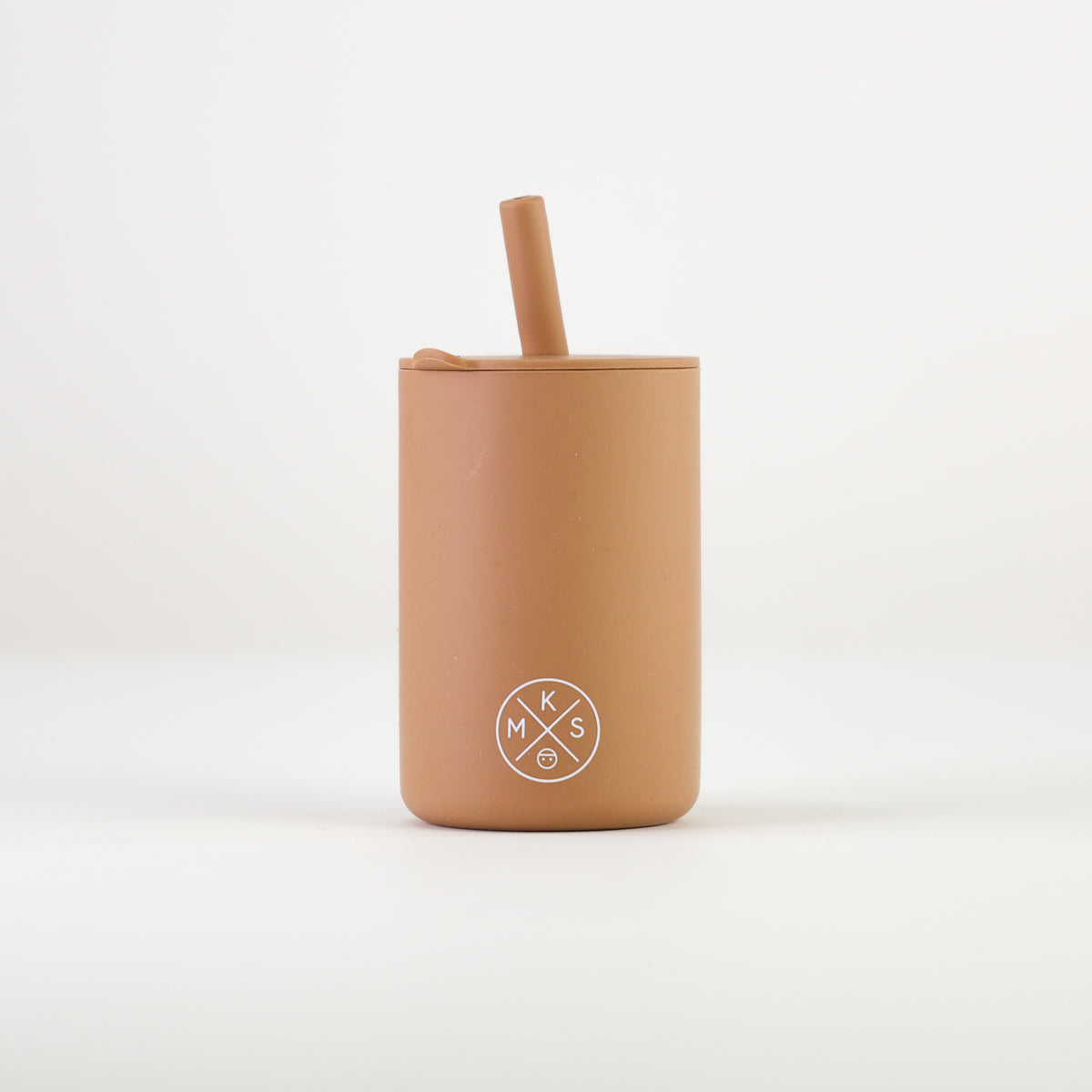 Drinking cup with straw babies toddlers kids silicone reusable durable unbreakable dinnerware mks miminoo arizona usa taupe brown