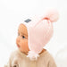 Merino Baby Fleece Lining Beanie Single Faux Fur Snap On Pom Pink - MKS Miminoo