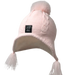 Merino Baby Fleece Lining Beanie Single Faux Fur Snap On Pom Pink - MKS Miminoo
