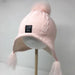 Merino Baby Fleece Lining Beanie Single Faux Fur Snap On Pom Pink - MKS Miminoo