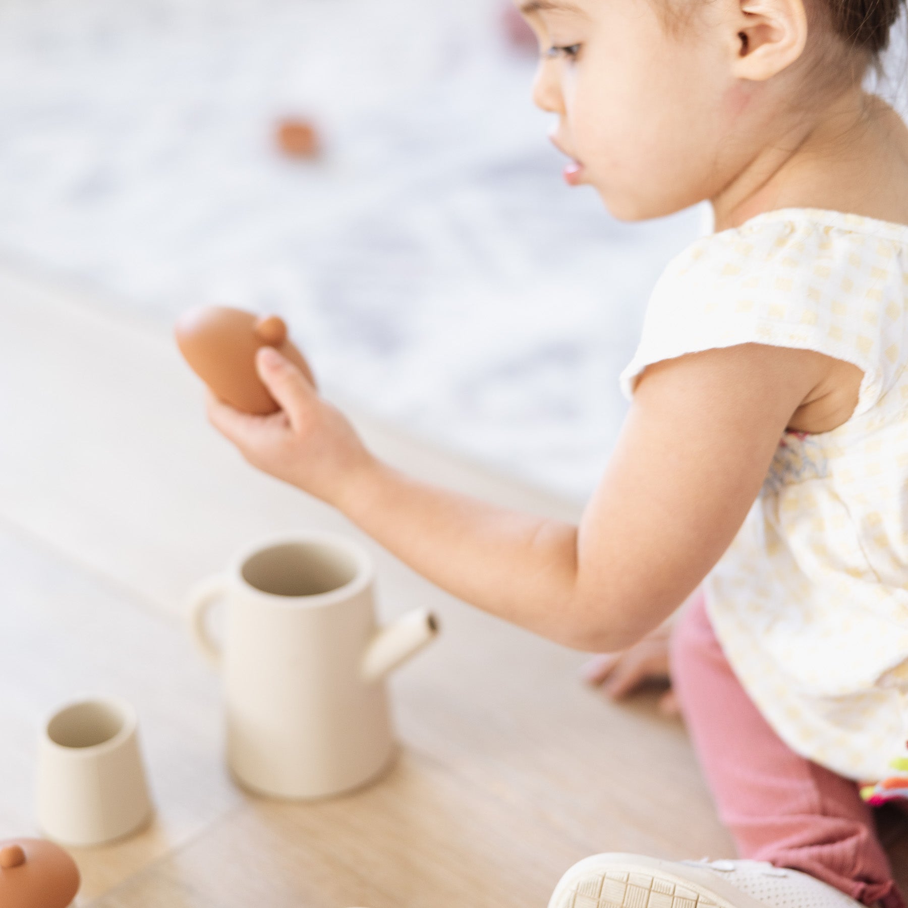 Silicone Tea Set Toys Beige
