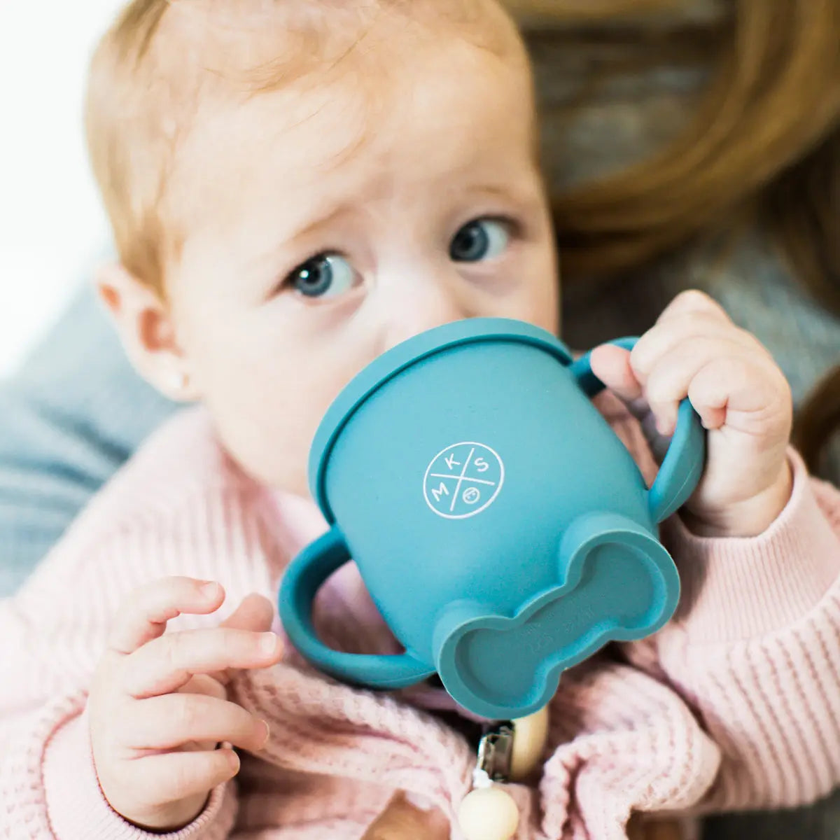 Silicone Penguin baby toddler kids cup with straw lid MKS Miminoo USA unbreakable durable dinnerware mug with handles for boys and girls army green