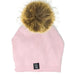 Pink Angora Slouchy Beanie with Large Snap On Pom Pom - MKS Miminoo