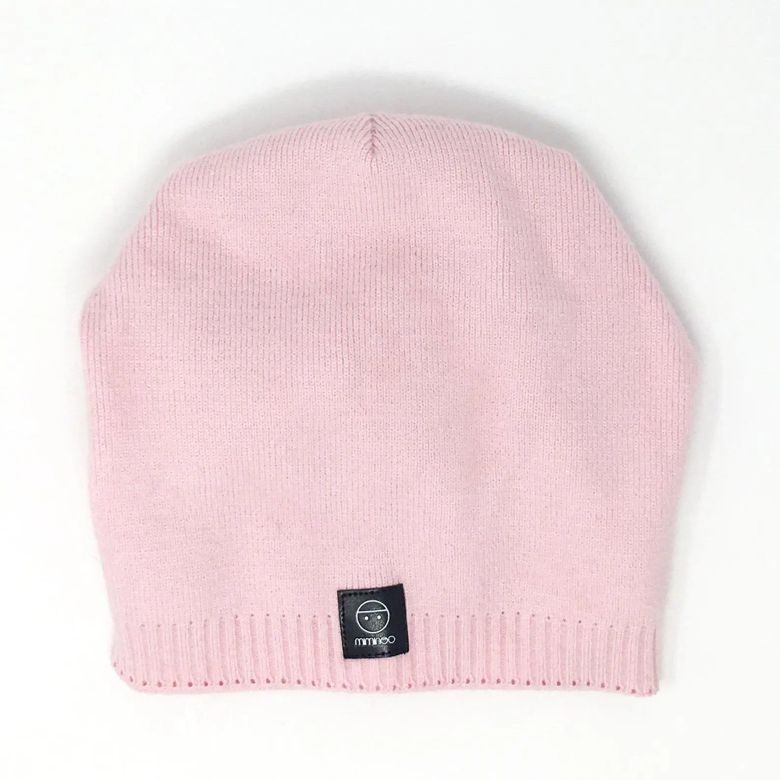 Pink Angora Slouchy Beanie with Large Snap On Pom Pom - MKS Miminoo