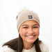 Sand Angora Slouchy Beanie with Large Snap On Pom Pom - MKS Miminoo