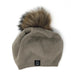 Sand Angora Slouchy Beanie with Large Snap On Pom Pom - MKS Miminoo