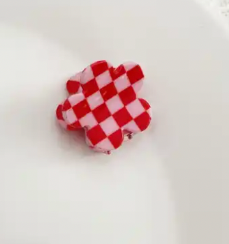 Hair clip mini flower plaid checker trendy fashion for girls and women mks miss mimi by miminoo red