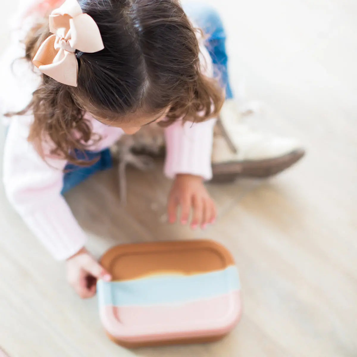 Silicone Bento Lunch & Snack Box for kids & adults Marble Terracotta "Sedona" - MKS Miminoo