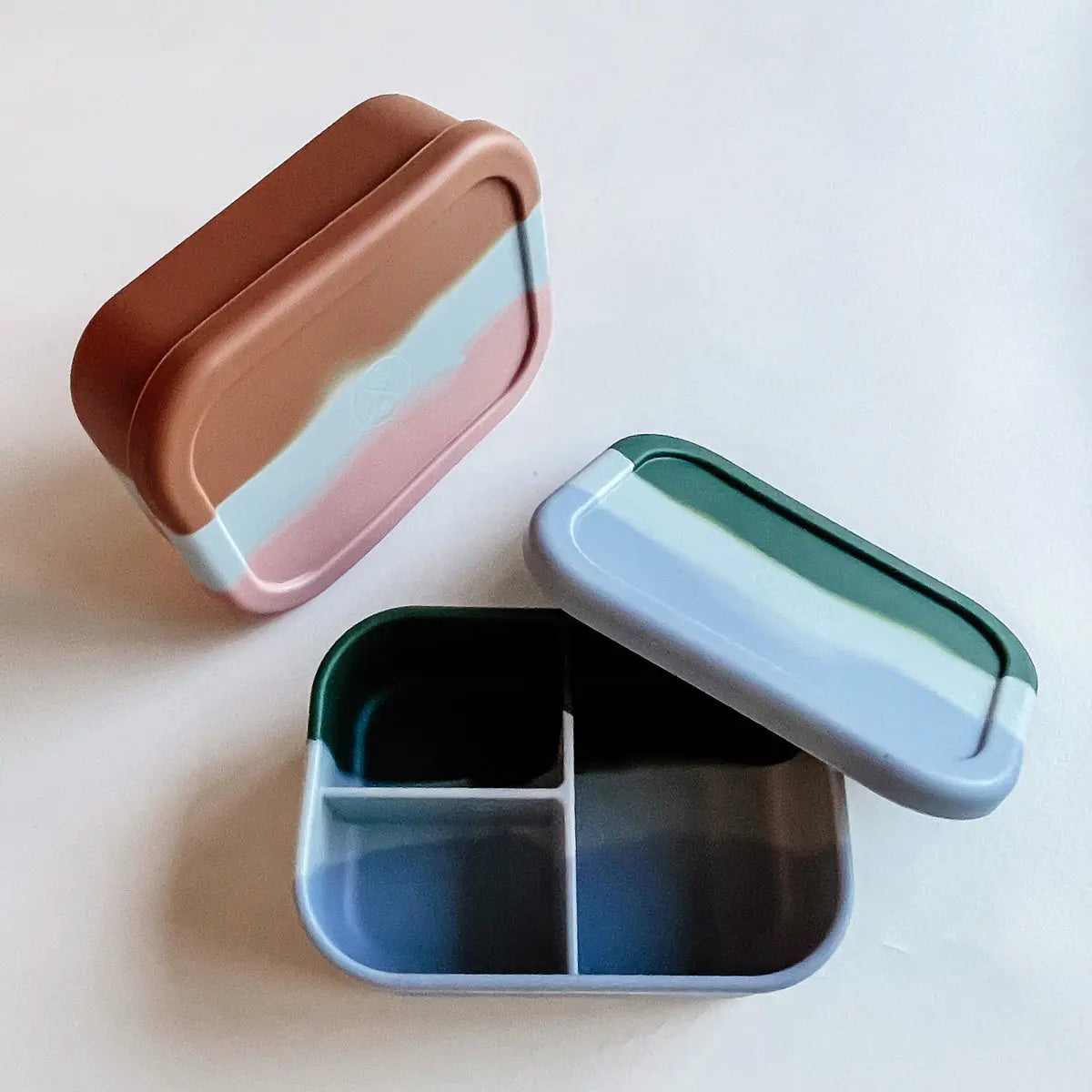 Silicone Bento Lunch & Snack Box for kids & adults Marble Terracotta "Sedona" - MKS Miminoo