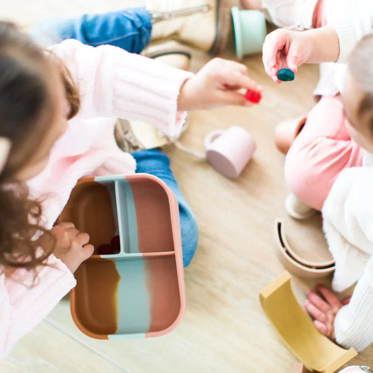 Silicone Bento Lunch & Snack Box for kids & adults Marble Terracotta "Sedona" - MKS Miminoo