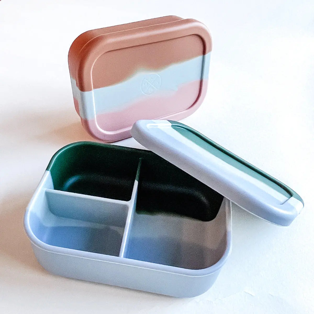 Silicone Bento Lunch & Snack Box for kids & adults Marble Terracotta "Sedona" - MKS Miminoo