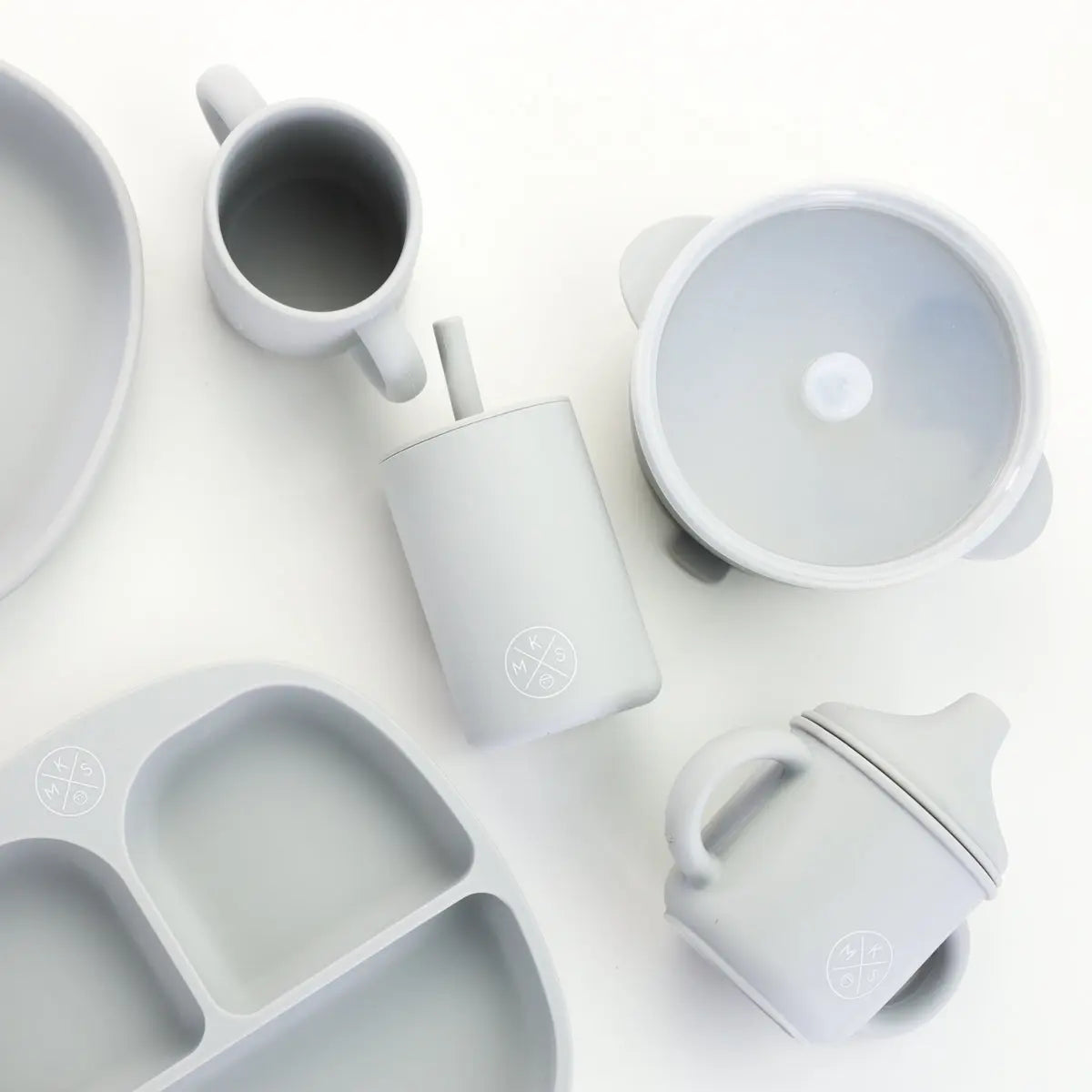 Silicone Bowl with lid - Light grey - MKS Miminoo