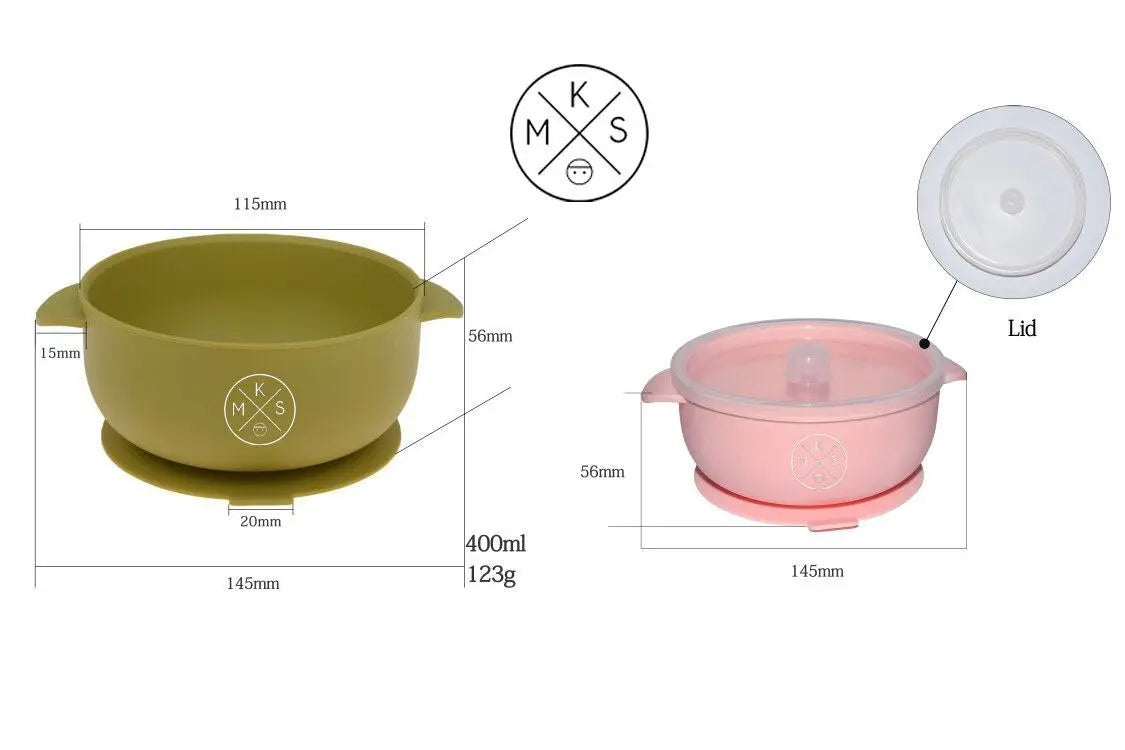 Silicone Bowl with lid - Soft Pink - MKS Miminoo